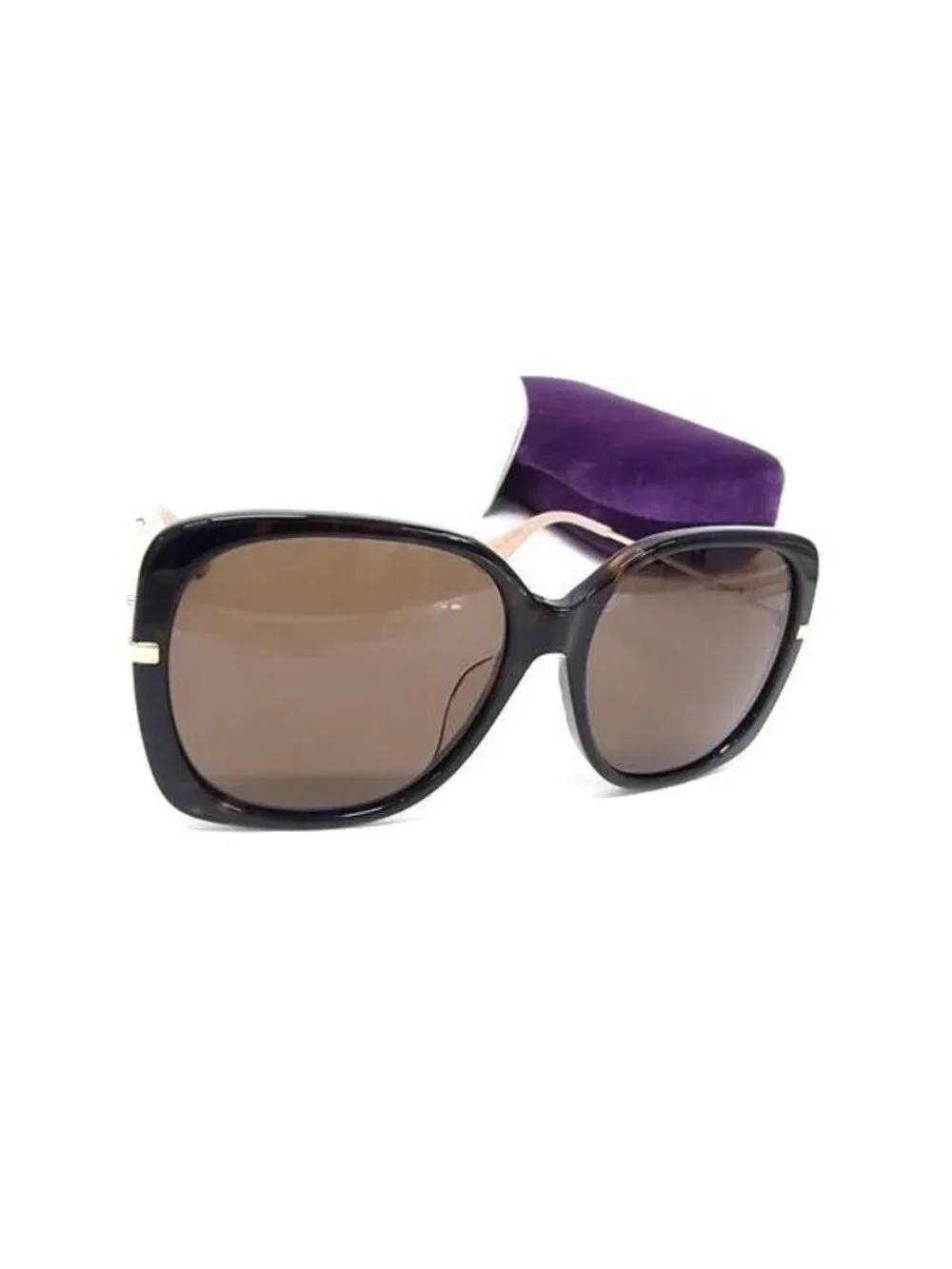 Gucci Sunglasses Interlocking Bee Brown Beige Gold Acetate Metal Asian